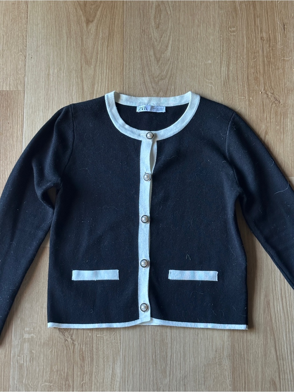 Zara black cream cardigan